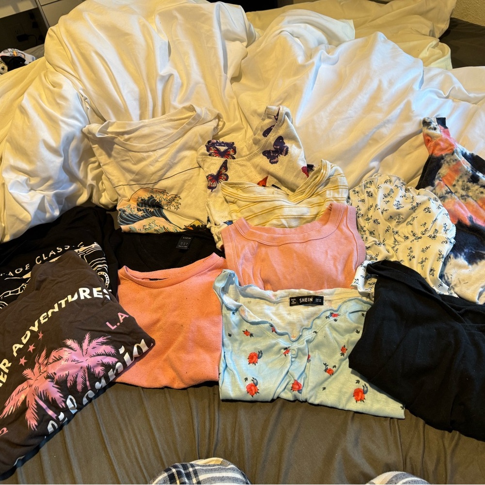 12 crop tanks and tees